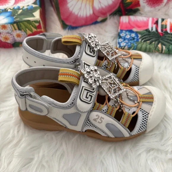 Gucci Tinsel Crystal Embellished sport sandals 37.5 - Picture 5 of 7